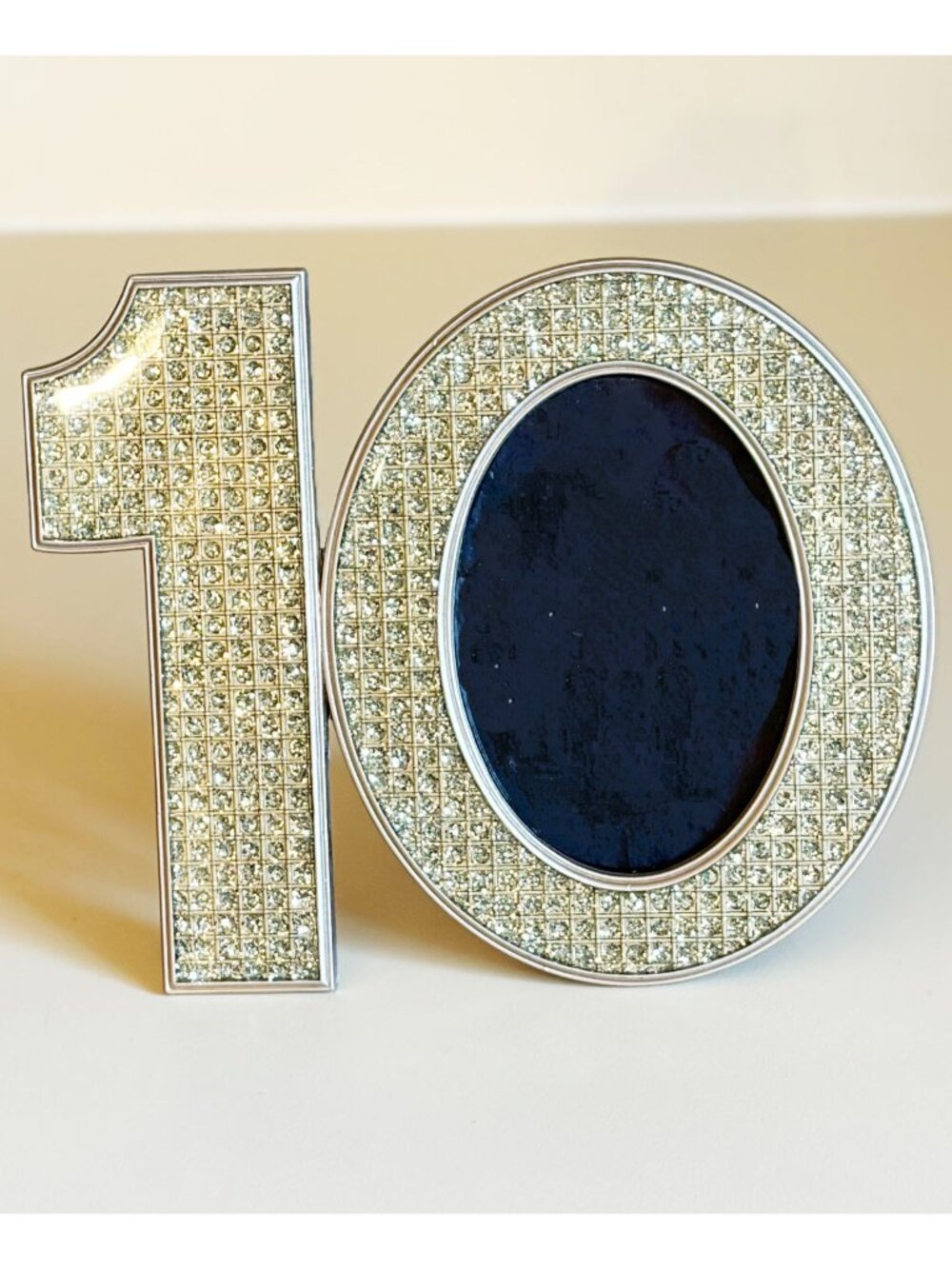 Number 10 Ten Anniversary Glittery Rhinestone Embellished Velvet Frame
